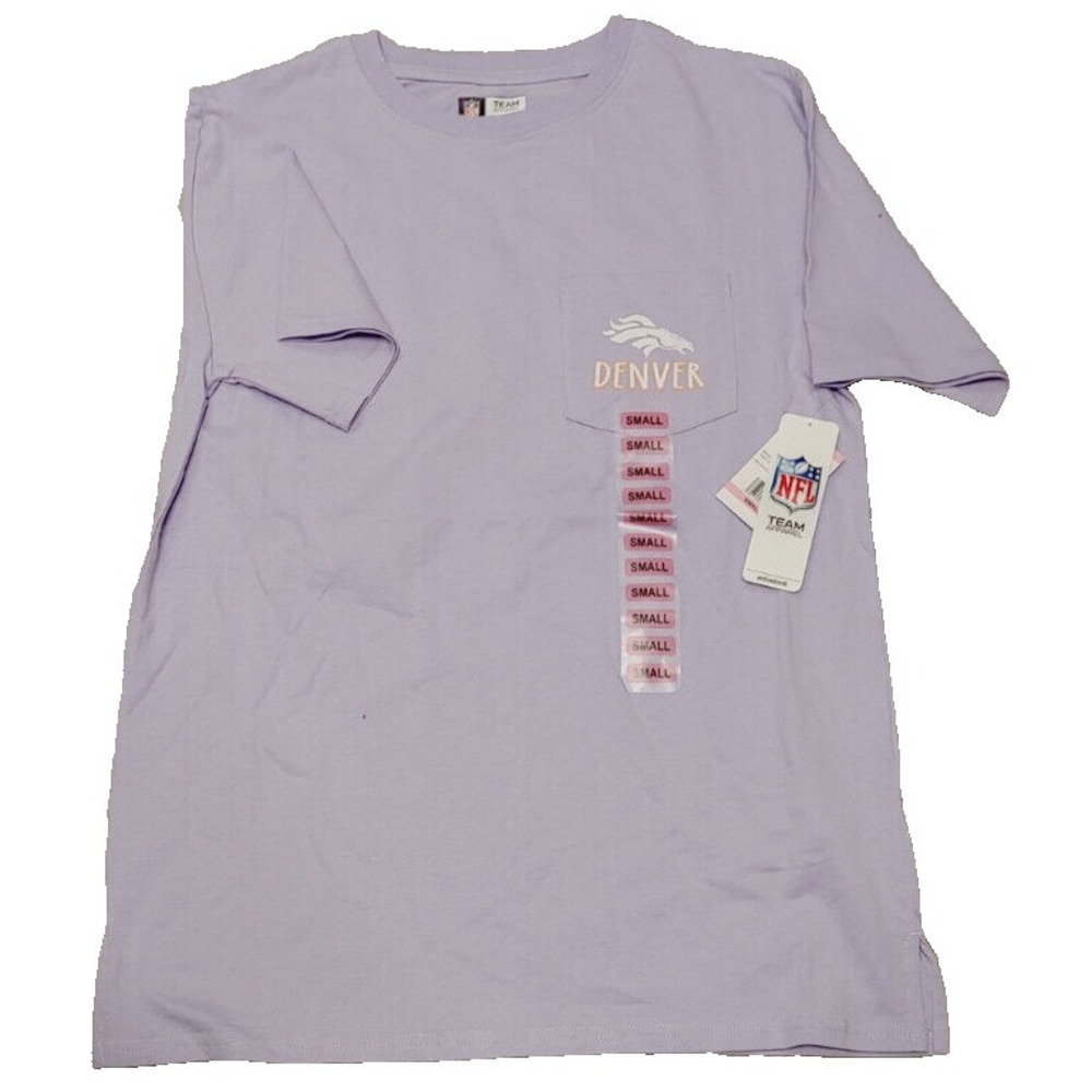 NWT NFL Apparel Women's Denver Broncos Crew Neck Pocket Tee Purple Large